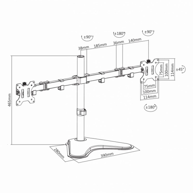 SBOX LCD-F024 monitor mount / stand 68.6 cm (27") Black Desk