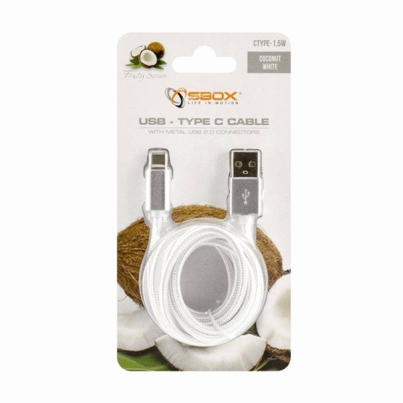 SBOX USB-TYPEC-15W USB cable 1.5 m USB 2.0 USB A USB C White