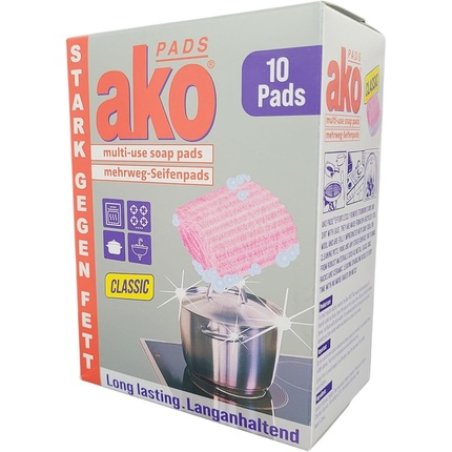 Ako Classic Soap Pads Reusable Cleaning Pads 10 Pieces Tough on Grease