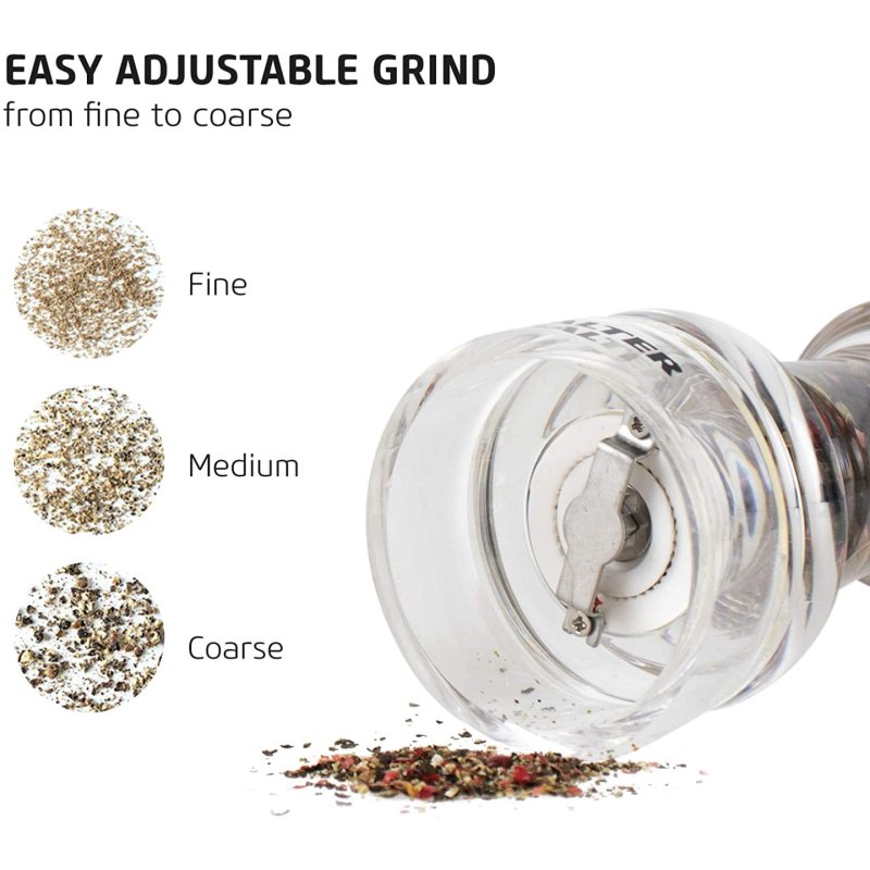 Salter 7607 WDXR seasoning grinder Salt & pepper grinder set Transparent, Wood