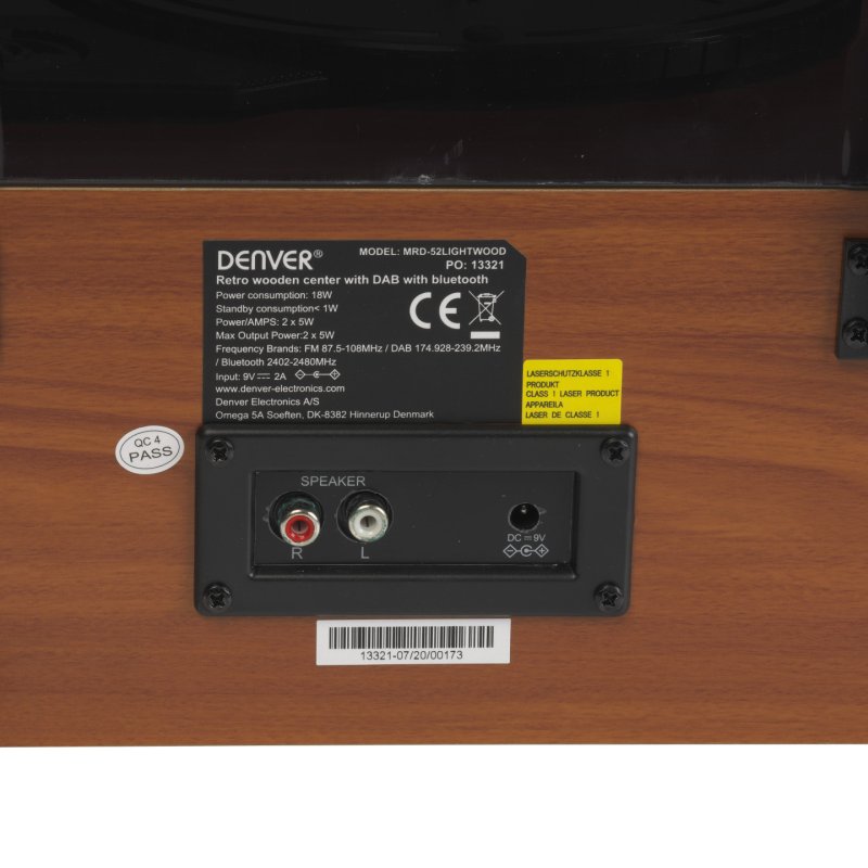 Denver MRD-52LIGHTWOOD audio turntable Silver, Wood