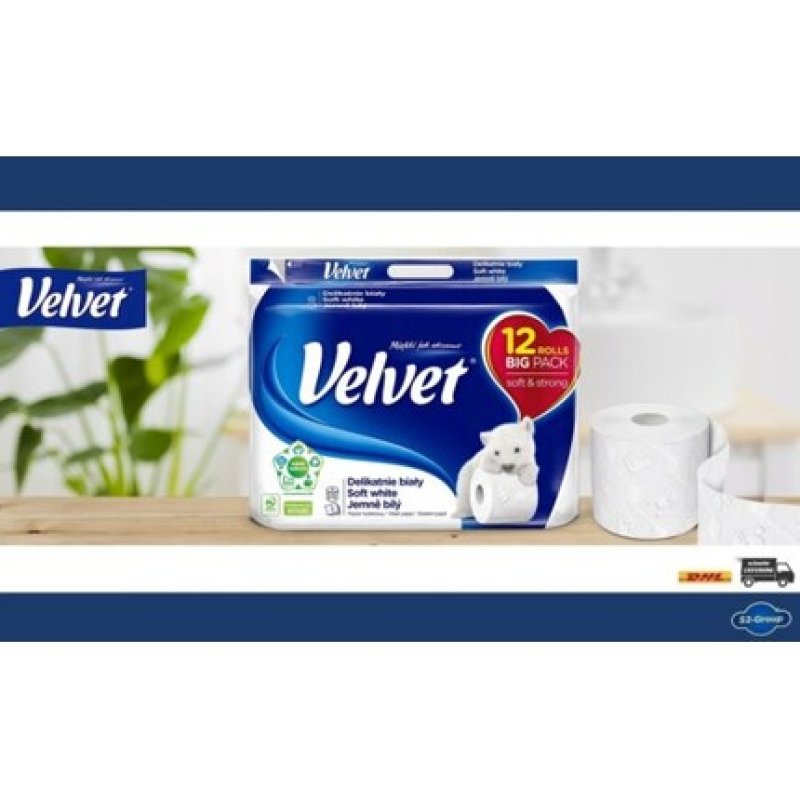 Toilet Paper Velvet 3 Ply 150 Sheets White 12 Rolls Toilet Paper