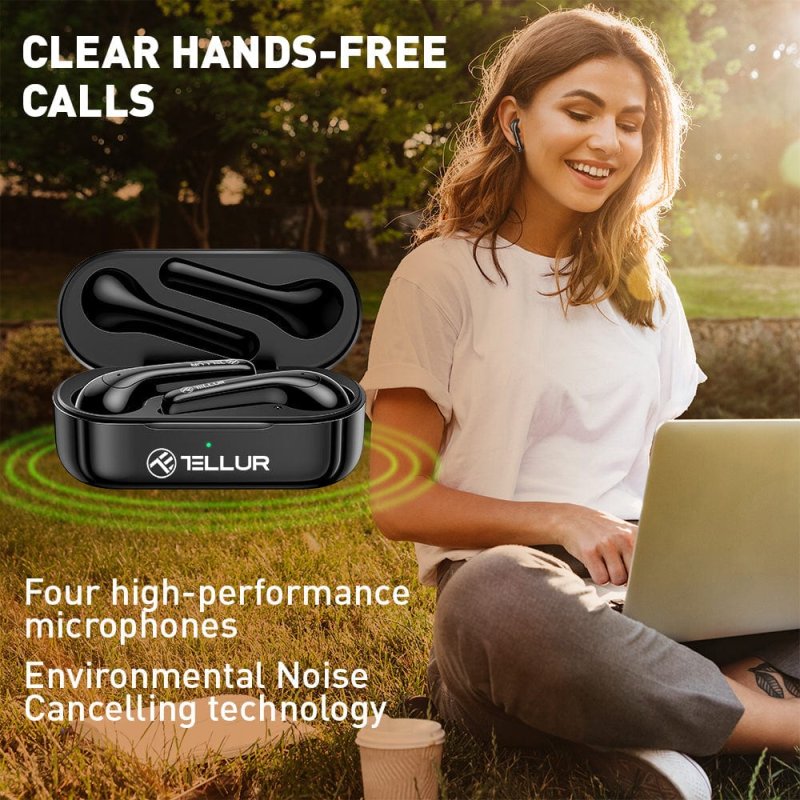 Tellur TLL511361 headphones/headset True Wireless Stereo (TWS) In-ear Calls/Music Bluetooth Black