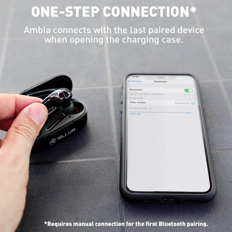 Tellur TLL511361 headphones/headset True Wireless Stereo (TWS) In-ear Calls/Music Bluetooth Black