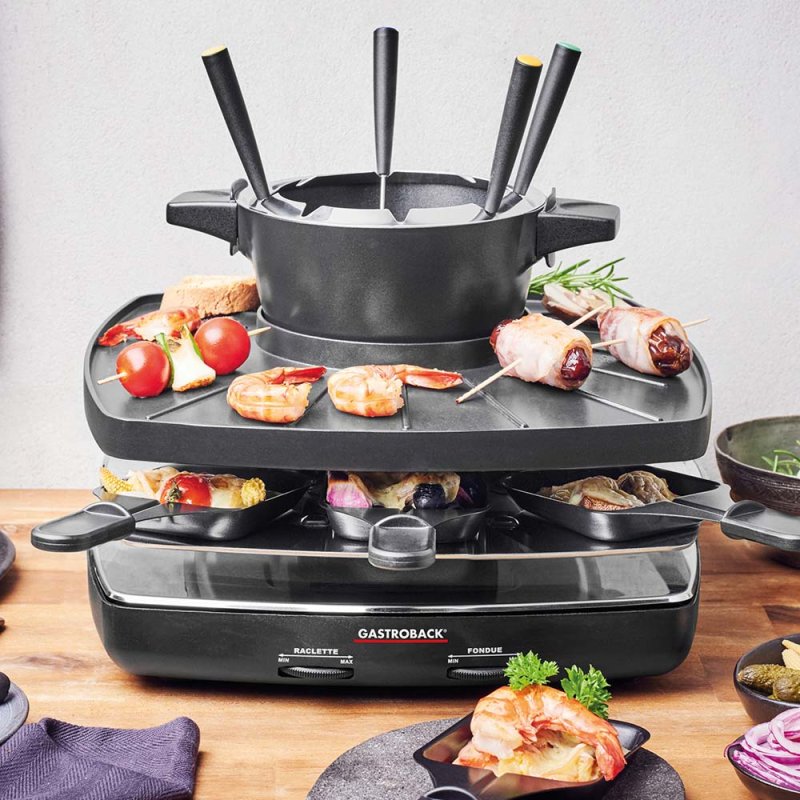 Gastroback Fondue Set Family And Friends raclette 8 personne(s) 1200 W Noir