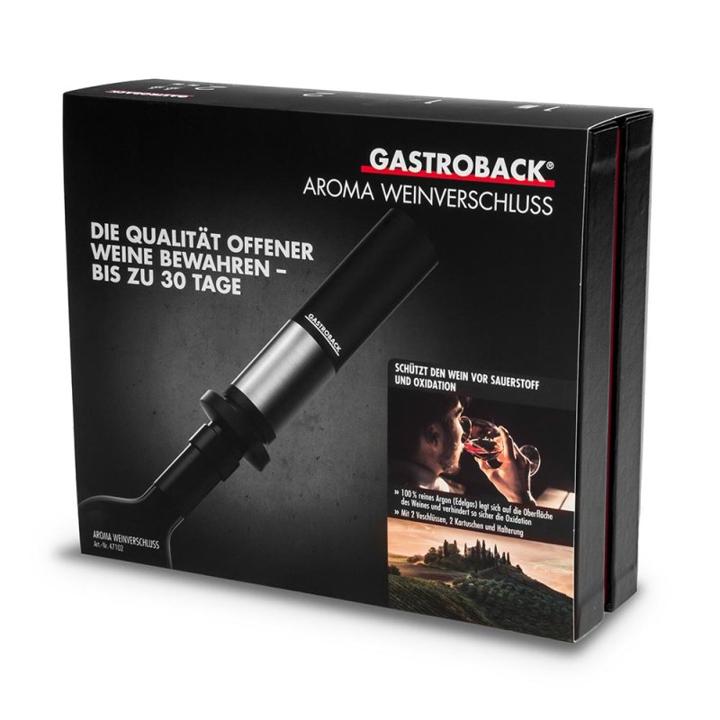 Gastroback Aroma bouchon de bouteilles et de carafes Noir, Acier inoxydable