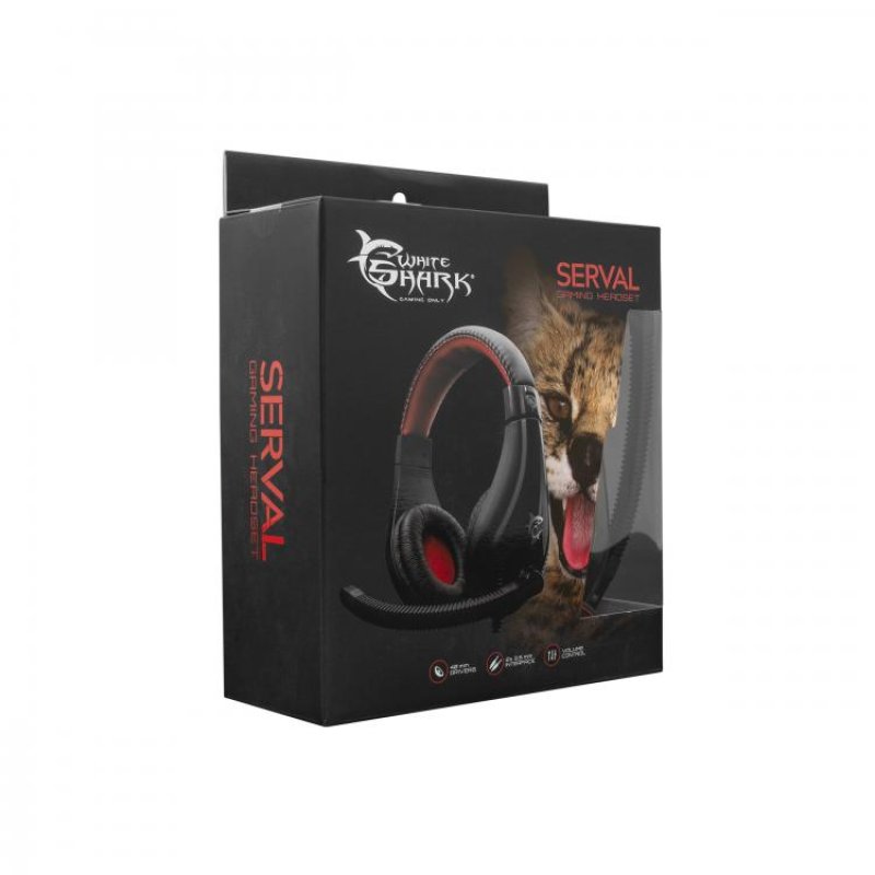 White Shark Serval Headset Wired Head-band Gaming Black, Red