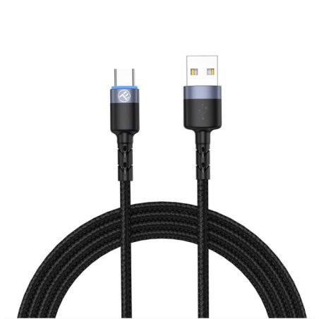 Tellur Data cable, USB to Type-C, LED, Nylon Braided, 1.2m black