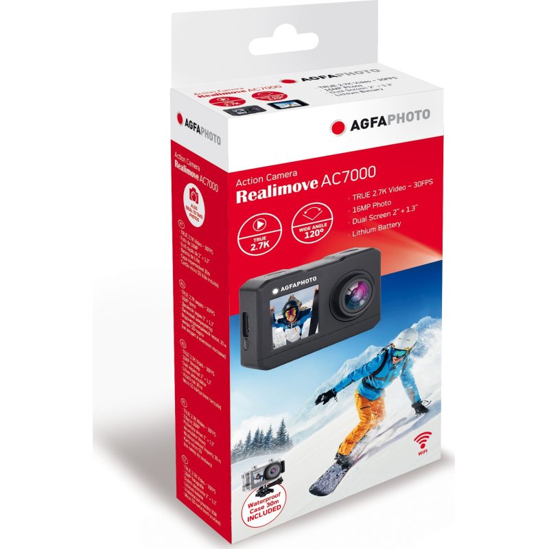 AgfaPhoto Action Cam caméra pour sports d'action 16 MP 2K Ultra HD CMOS Wifi 58 g