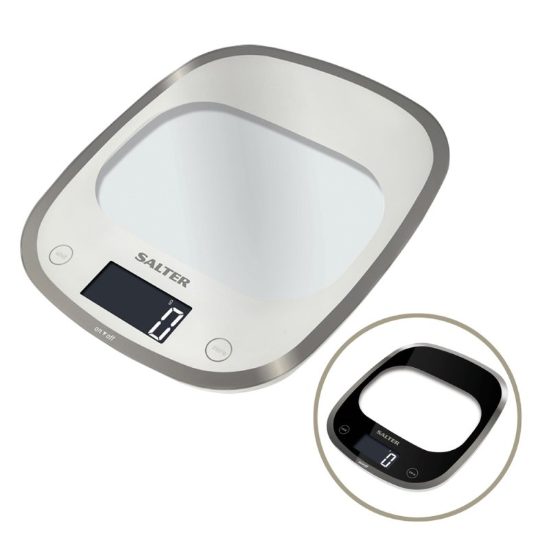 Salter 1050 WHDR White Curve Glass Electronic Digital Kitchen Scales