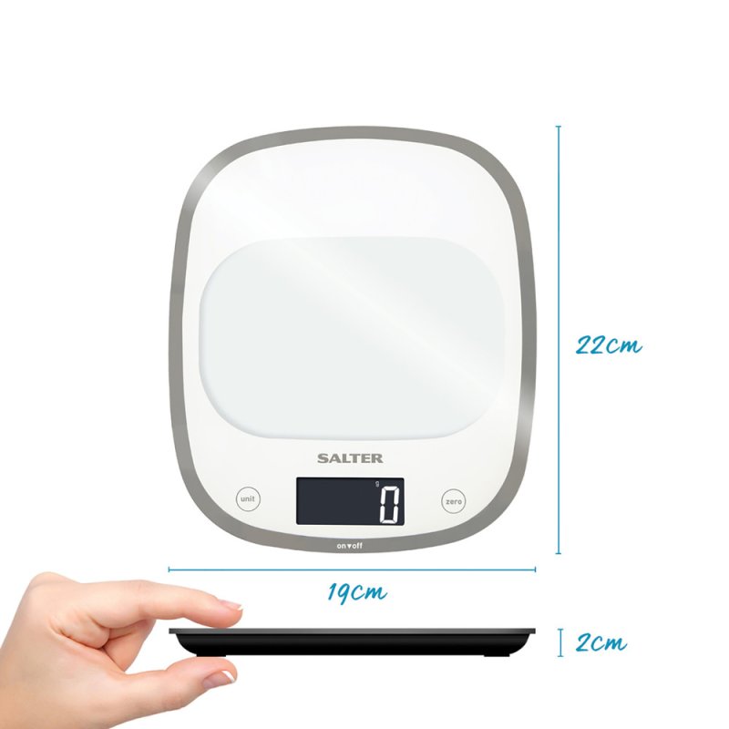 Salter 1050 WHDR White Curve Glass Electronic Digital Kitchen Scales
