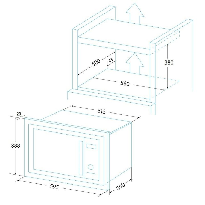 Edesa EMW-2510-IG X Intégré Micro-onde combiné 25 L 900 W Noir, Acier inoxydable