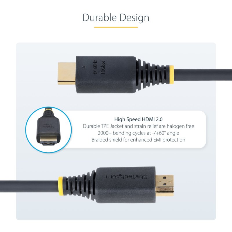 StarTech.com 1ft (30cm) High Speed HDMI Cable, 4K 60Hz/1440p 144Hz, HDR10/HDCP 2.2/ARC, 18Gbps, UHD HDMI 2.0 Cord for