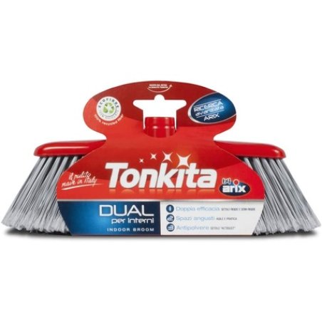 Tonkita Dual Broom For Indoor Use, Twice Efficient, Tight Spots