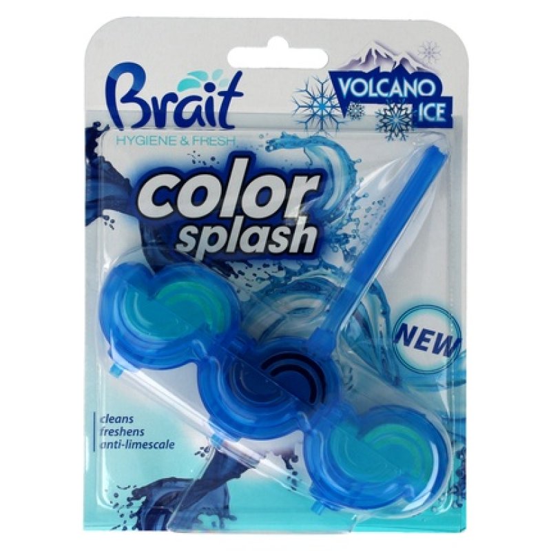 Dramers Brait Hygiene & Fresh Toilet Block 2phase Color Splash For Wc Volcano Ice 45g