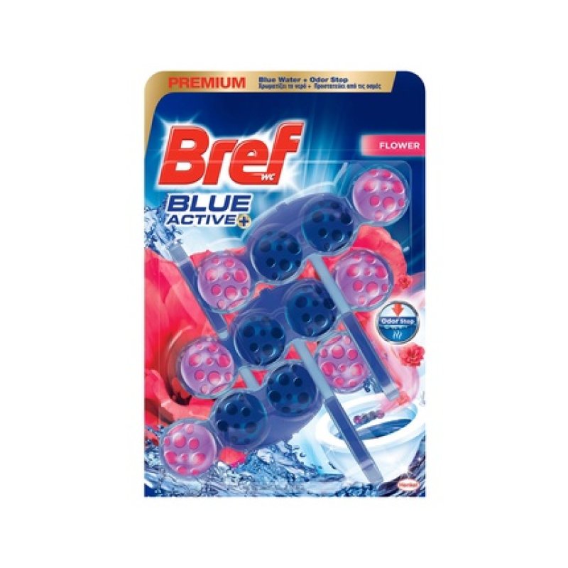 Bref Blue Active Block Toilet Flower 3x50g
