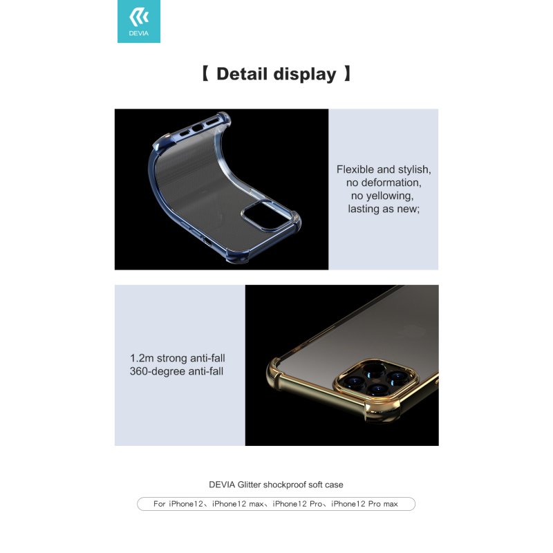 Devia Glitter shockproof soft case iPhone 12 Pro Max silver