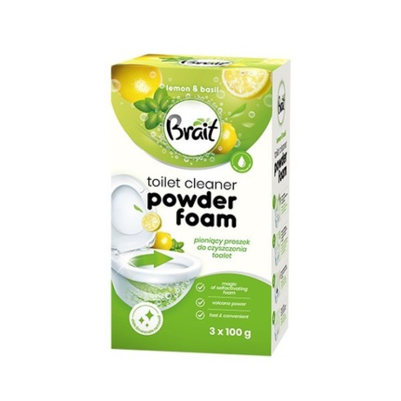 Dramers Brait Wulkan Foaming Toilet Cleaning Powder Lemon & Basil 3 X 100 G