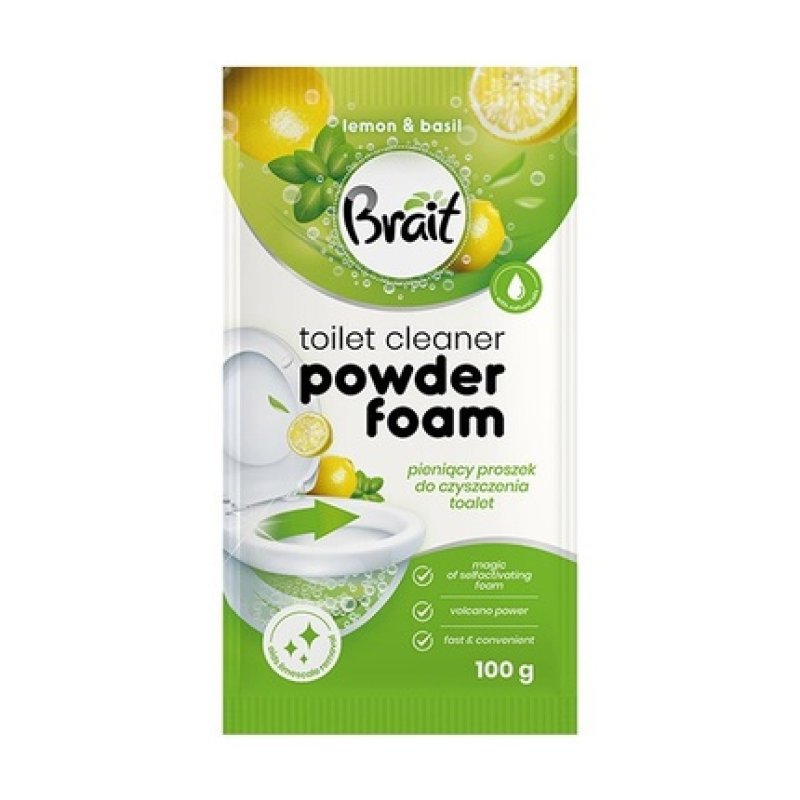 Dramers Brait Wulkan Foaming Toilet Cleaning Powder Lemon & Basil 100 G