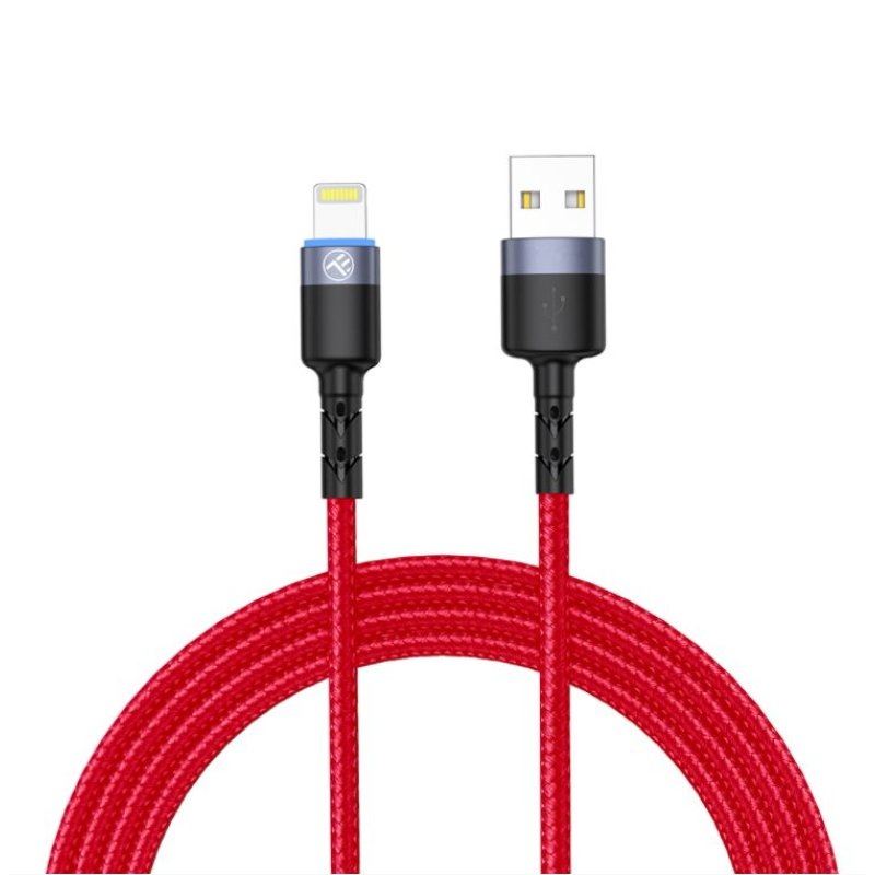 Tellur Data cable USB to Lightning with LED Light, 3A, 1.2m Red