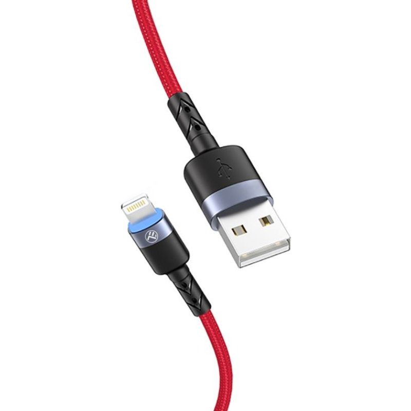Tellur Data cable USB to Lightning with LED Light, 3A, 1.2m Red