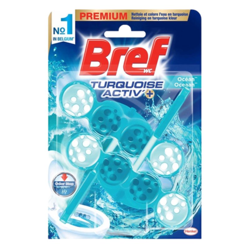 Bref Wc Turquoise Activ Colouring Toilet Hanger Ocean 2 X 50 Grams