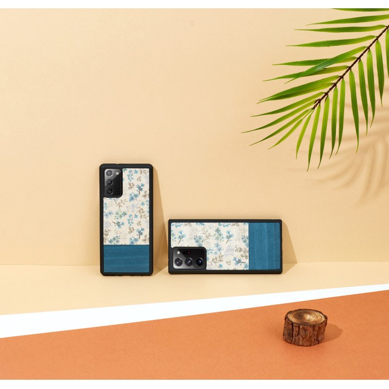 MAN&WOOD case for Galaxy Note 20 blue flower black