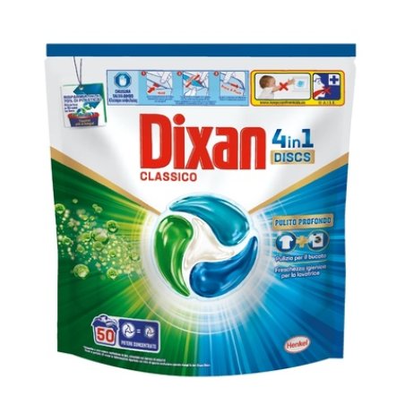 Dixan Discs 4 In 1 X 50 Washes Classic Effective Laundry Detergent