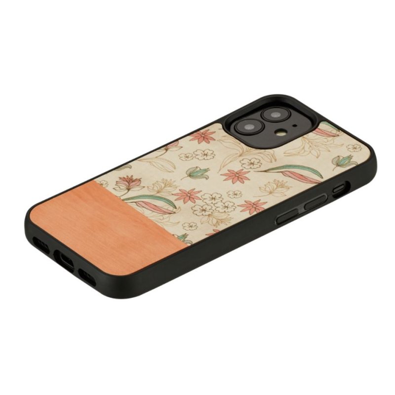 MAN&WOOD case for iPhone 12 mini pink flower black