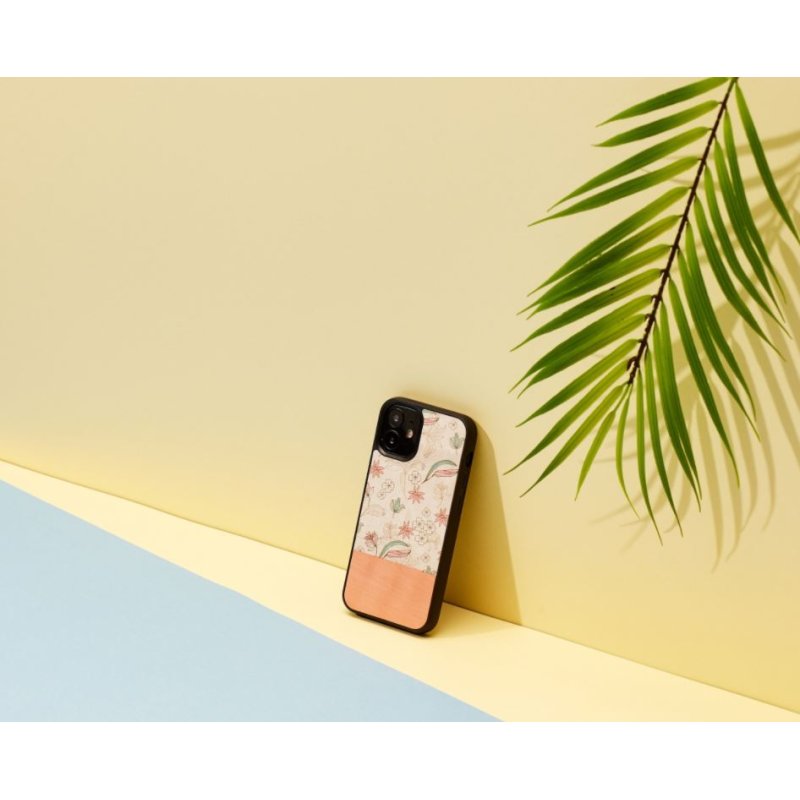 MAN&WOOD case for iPhone 12 mini pink flower black