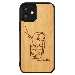 MAN&WOOD case for iPhone 12 mini cat with red fish