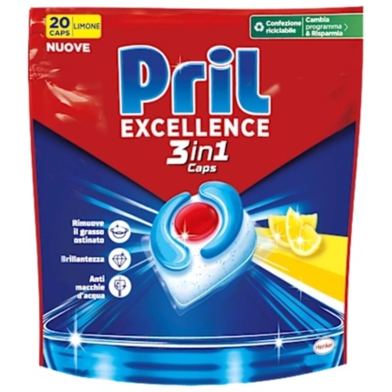 Pril Tabs Excellence 3 In 1 Lemon 20 Count Effective Dishwashing Tablets
