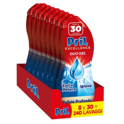Henkel Pril Duo Gel Dishwasher Detergent Gel With Hygienic Action Pack Of 8