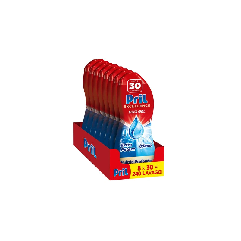 Henkel Pril Duo Gel Dishwasher Detergent Gel With Hygienic Action Pack Of 8