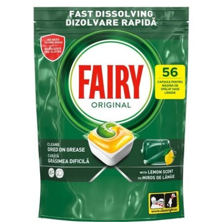 Fairy Original Lemon Dishwasher Capsules 56 Pieces