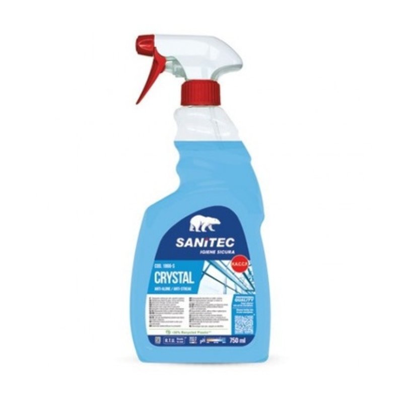 Sanitec Crystal Glass Cleaner Spray 750ml Multipurpose For Glass And Mirrors