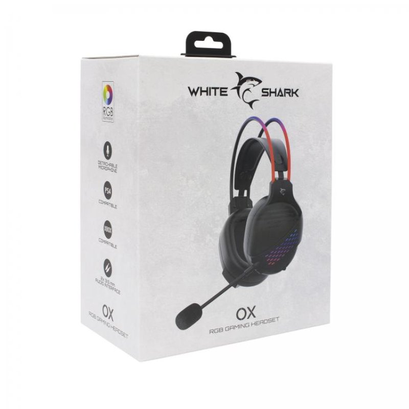 White Shark OX écouteur/casque Avec fil Jouer Noir