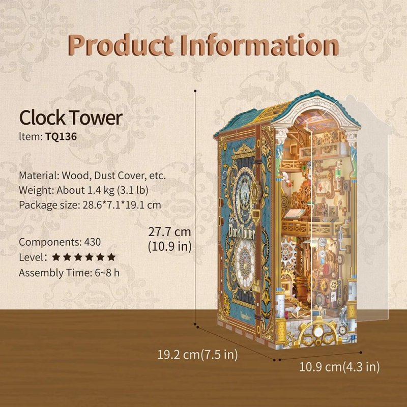BOOK NOOK KIT - DIY- Tour de l'horloge - 430pcs LED Light
