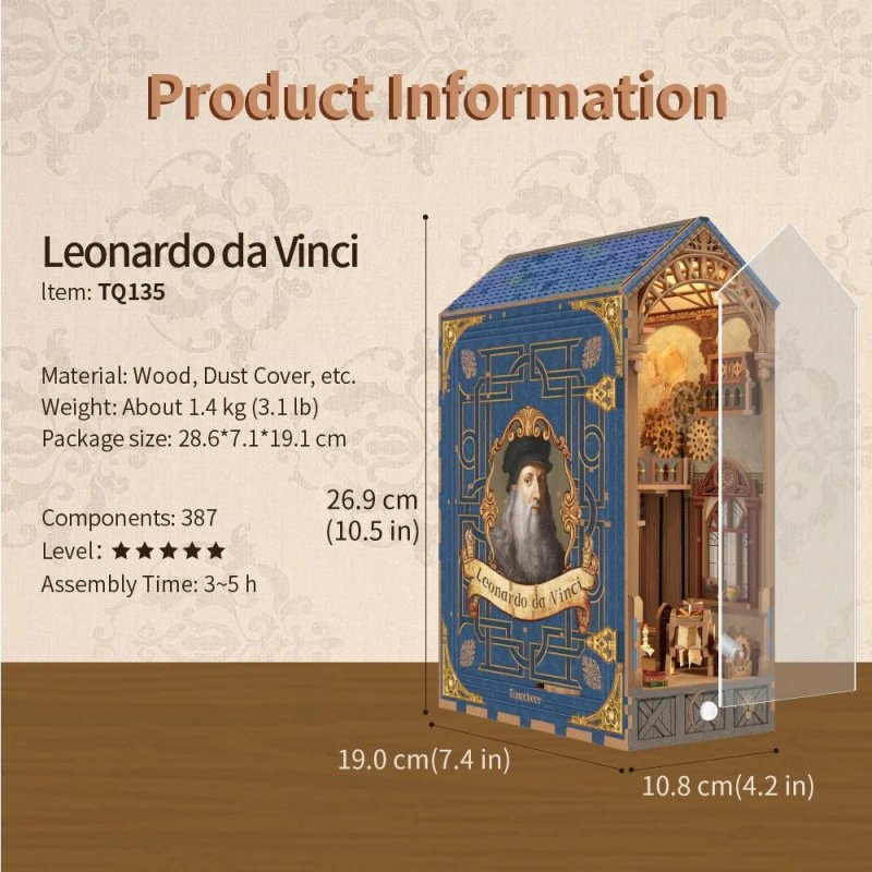 BOOK NOOK KIT - DIY- Leonardo Da Vinci - 387pcs LED Light
