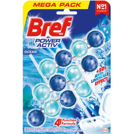 Bref Bref Wc Power Activ 4 Function Wc Toilet Ocean 50 Grams 3 Pieces
