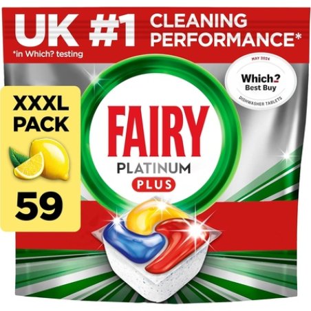 Fairy Platinum Plus Dishwasher Tablets 59 with Lemon Antidull Technology