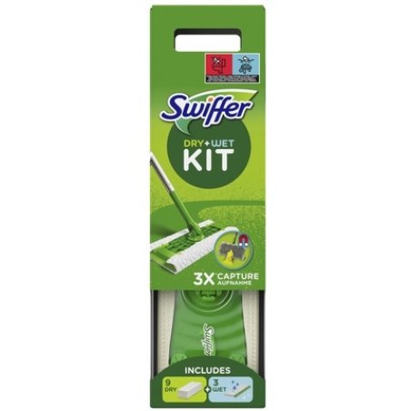Swiffer Kit de démarrage balai, serpillères humides/sèches