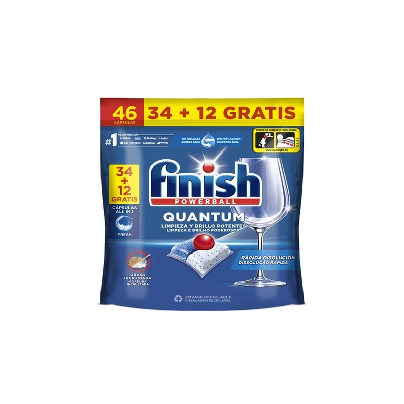 Finish Powerball Quantum Lemon 3412 Powerful Dishwashing Capsules