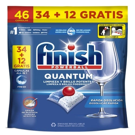 Finish Powerball Quantum Lemon 3412 Powerful Dishwashing Capsules