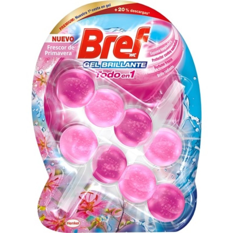 Bref Toilet Disinfectant Hanger Bright Gel All In 1 Spring Freshness Blister Pack Of 2 Units