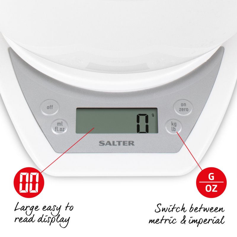Salter 1024 WHDR escabeaux de cuisine Blanc Comptoir Balance de ménage électronique