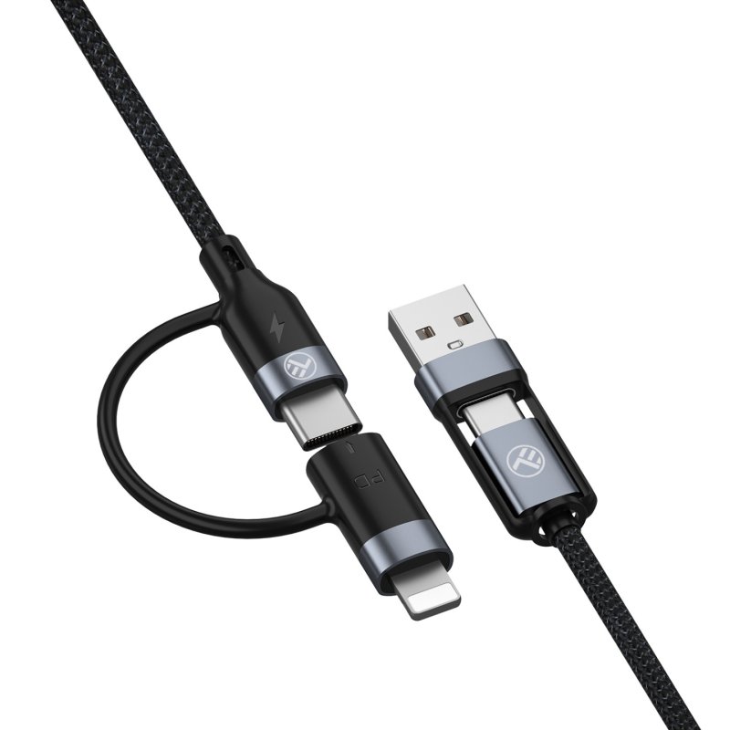 Tellur 4in1 Cable USB/Type-C to Type-C (PD65W)/Lightning (PD20W) 1m black