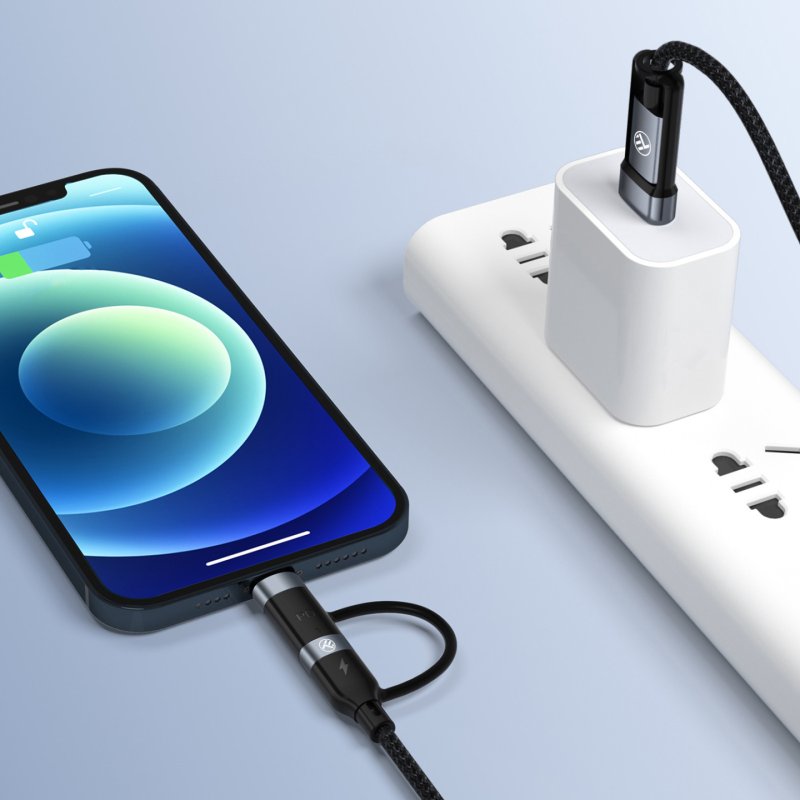 Tellur 4in1 Cable USB/Type-C to Type-C (PD65W)/Lightning (PD20W) 1m black