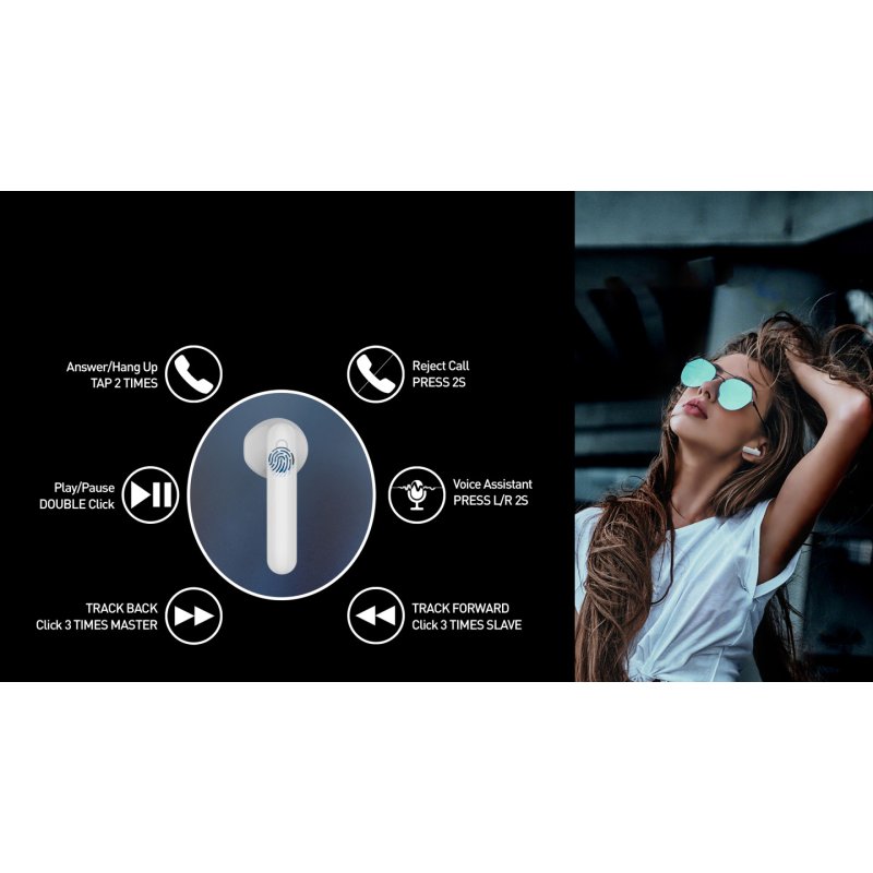 Tellur TLL511401 écouteur/casque True Wireless Stereo (TWS) Ecouteurs Musique Bluetooth Noir