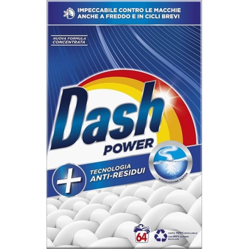 Dash Power Laundry Detergent Powder Antiresidue Technology 64 Washes 3200 G